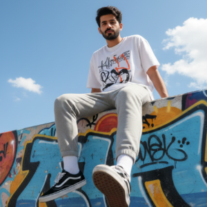 Sitting on a graffiti wall 41