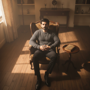 Moody room with wooden flooring  37