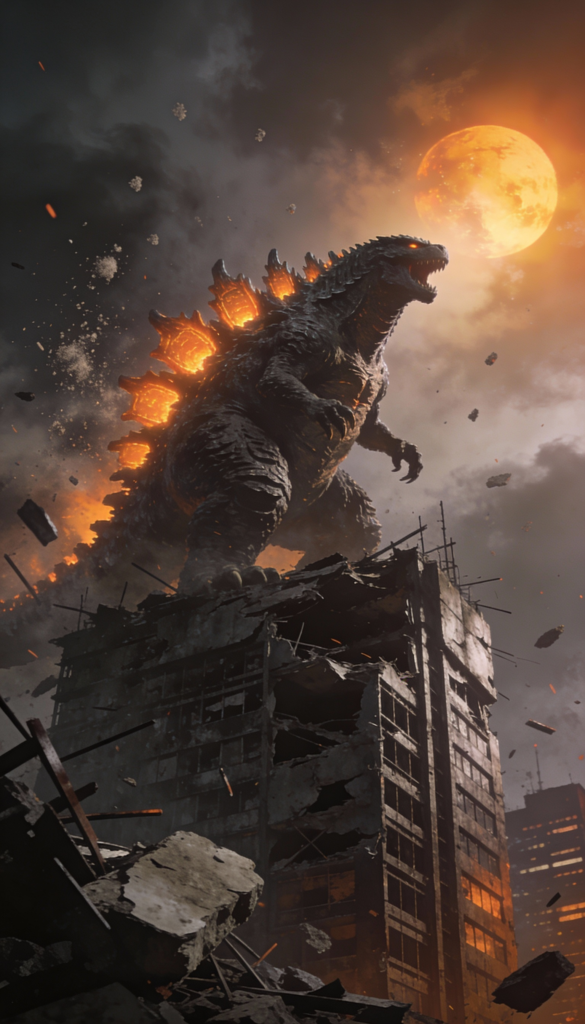 godzilla mobile wallpaper in city