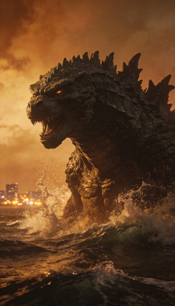 godzilla in ocean wallpaper for phone